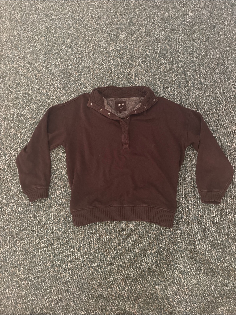 aerie Men's Zip-Neck Sweater in Deep Brown
